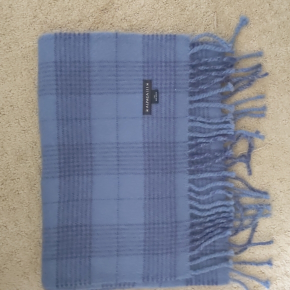 Blue Plaid Alpaca Scarf with fringe - Picture 3 of 4